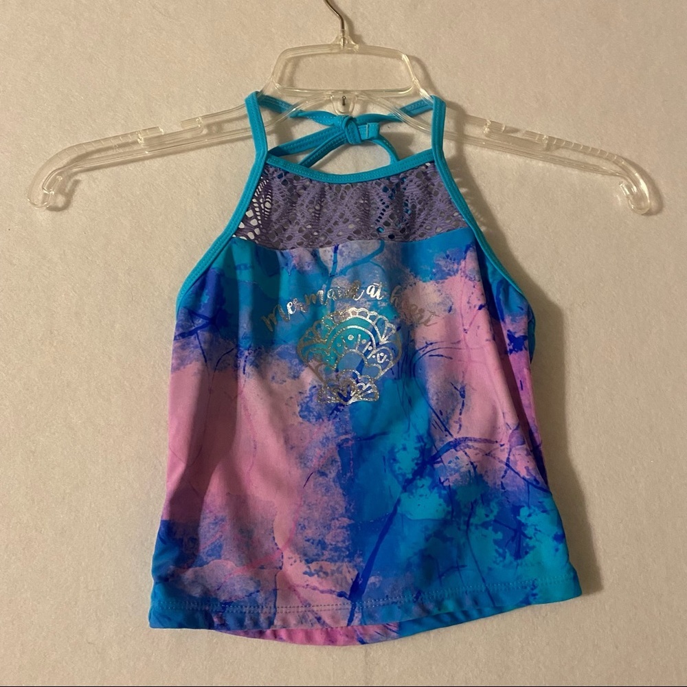 Tie Dye Girls Swimsuit Halter Top pink blue gold swimsuit top 6X Halter …
